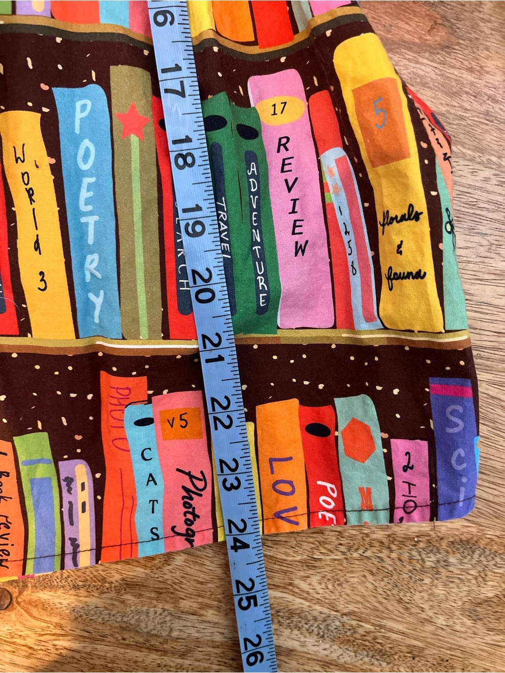 Modcloth Multicolor Bookprint A-Line Skirt with Brown Shelves - Picture 6 of 7